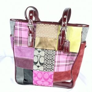 Coach suede patchwork authentic bag